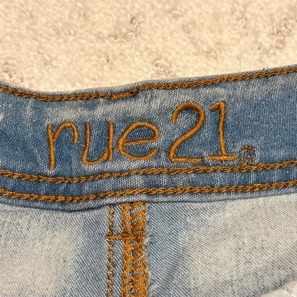Rue 21 Bleached Acid Wash Denim Shorts Womens Size 7 Blue Jean Stretch Festival - Picture 5 of 9